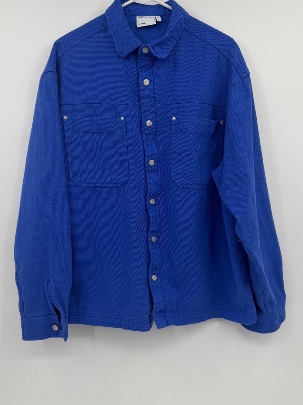 Asos Jacket Men Medium Blue Canvas Button Up Long Sleeve Shirt 90s Hiphop Y2K